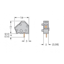 Bloco Terminal Modular 1 pino 5/5.08mm