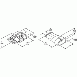 Ficha AMP Superseal 1x6 180º 24VDC fêmea