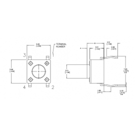 Pulsador 6 x 6mm 50mA 24VDC