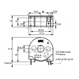 Transformador de corrente 60A 1:2500 3H
